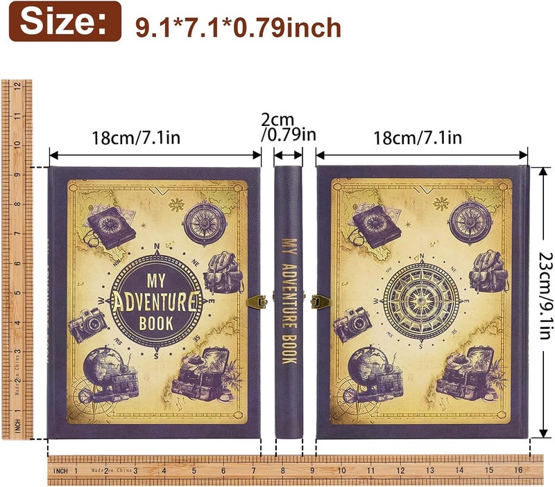Tpudn My Adventure Book Scrapbook 124 Pages Retro Style Embossed Photo Album,DIY Handmade Memory Travel Diary Photo Scrapbook for Couples,Anniversary,Wedding,Christmas Day Gifts(Blue) - Image 2